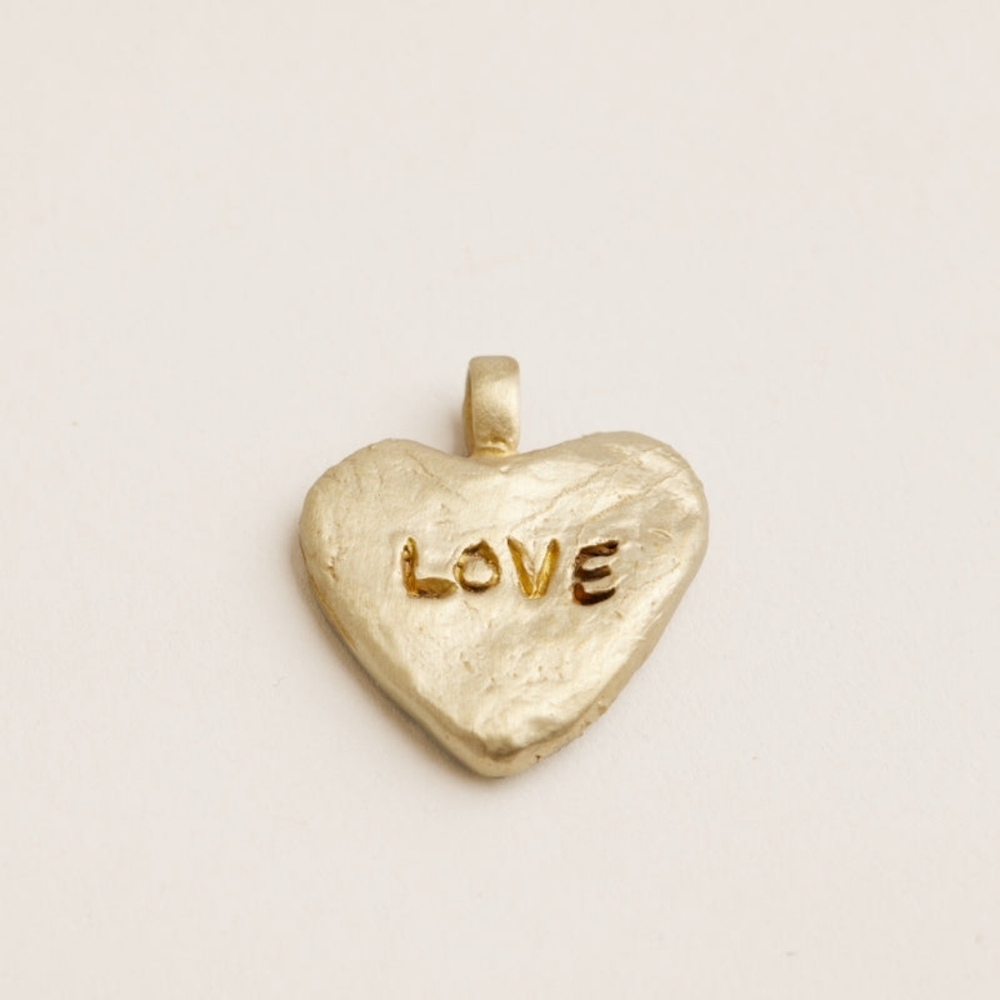 ParkerT Hatch Gold Heart Pendant with 'Love' Inscription